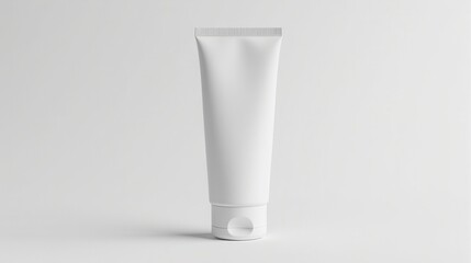 Clean white cosmetic tube with a gray cap on a plain background, ideal for showcasing skincare or beauty products