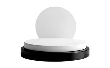 Empty round black and white podium isolated on transparent background for product presentation. 3d rendering