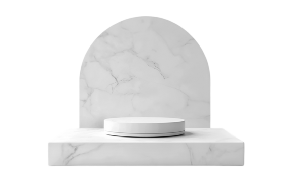 Empty white podium isolated on transparent background for product presentation. 3d rendering