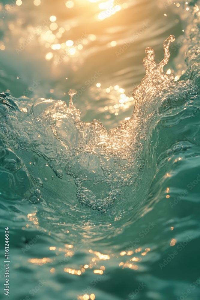 Poster a close-up view of a wave moving through calm water