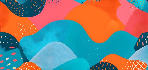 vibrant patchwork of abstract shapes with pencil texture details