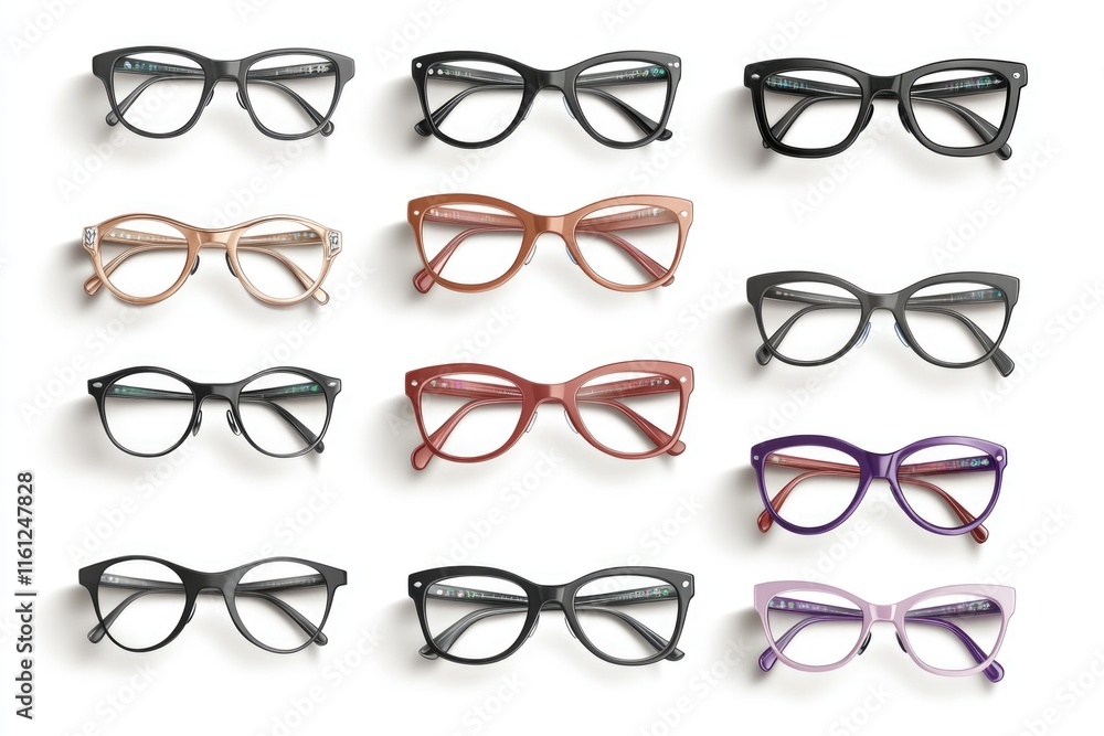 Poster a collection of colorful glasses arranged on a plain white surface, ready for use or display