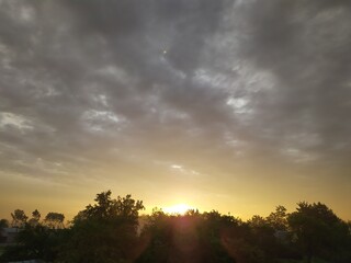 Beautiful sky-blue colors in the summer in Belarus