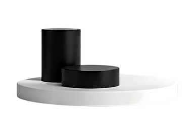 Empty black and white podium isolated on transparent background for product presentation. 3d rendering