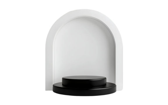 Empty black and white podium isolated on transparent background for product presentation. 3d rendering