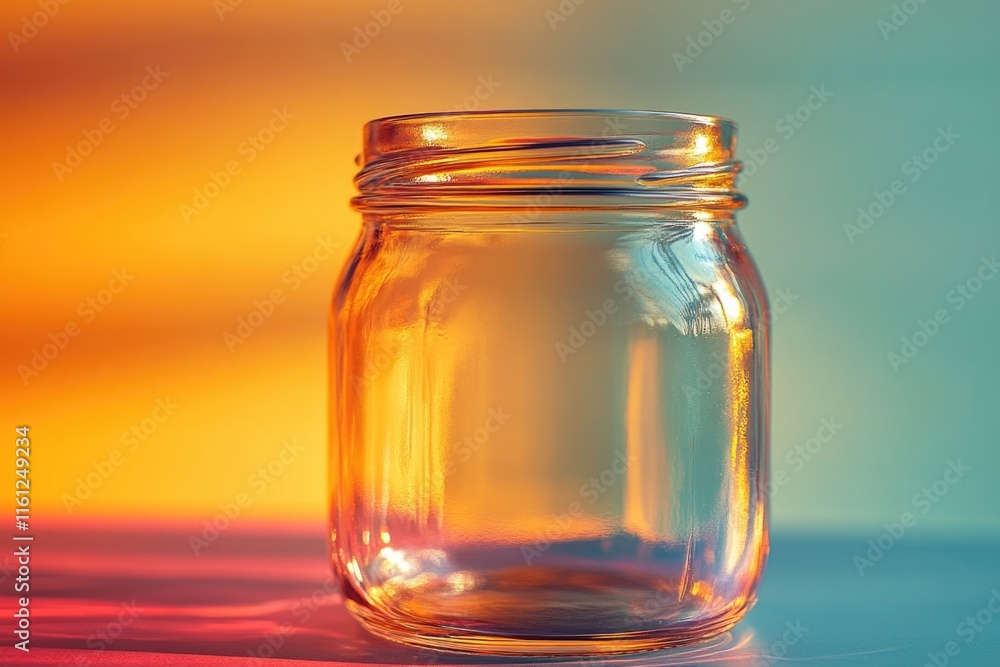 Poster a simple glass jar sits on a table, with nothing else in the scene
