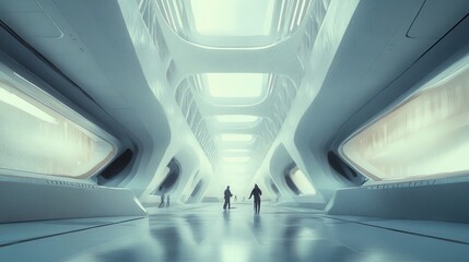 Futuristic Interior Design of a Spacious, Minimalist Corridor