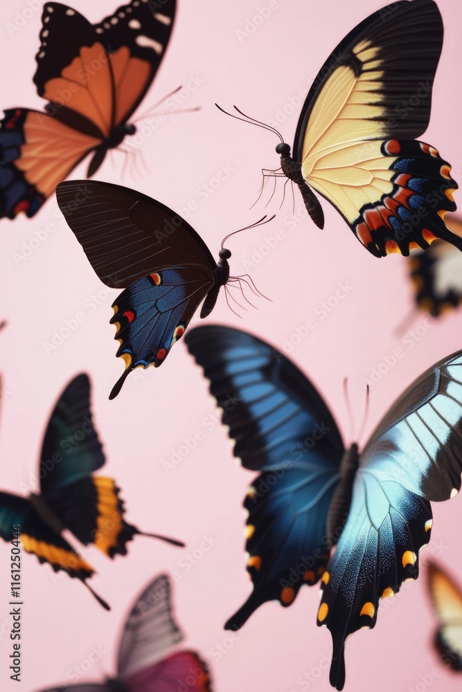 Poster a cluster of colorful butterflies soaring through the air