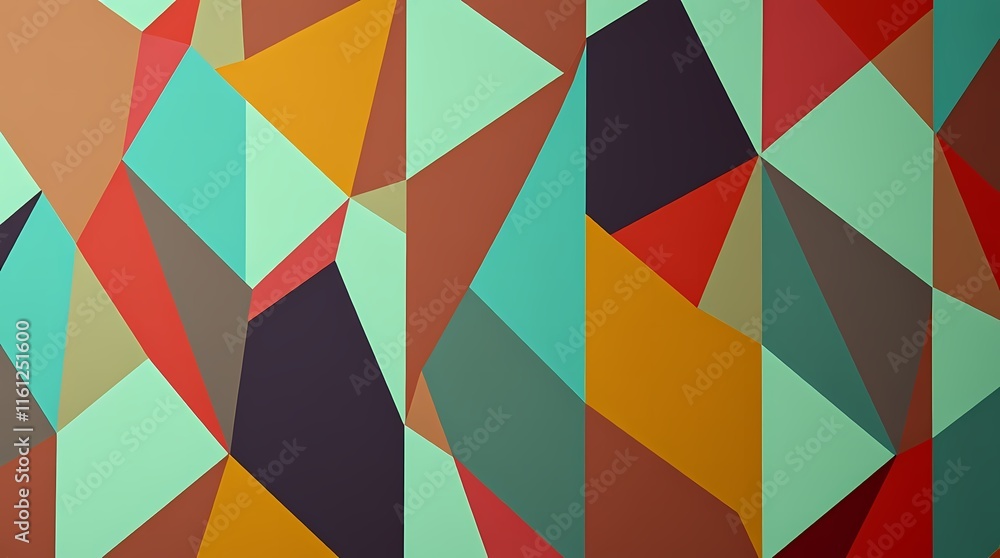 Poster abstract geometric pattern with colorful shapes and lines.
