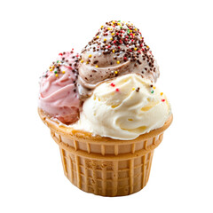 Delicious Triple Scoop Ice Cream in a Waffle Cone