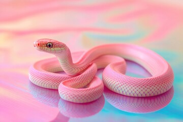 Fototapeta premium A pink snake sitting on a table