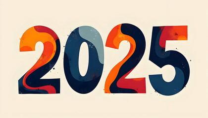 Abstract 2025 New Year Design Colorful Number Art Graphic Illustration