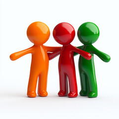 Stylized 3D characters symbolizing unity and diversity.