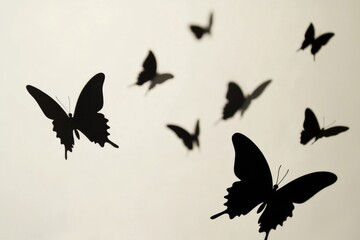 Fototapeta premium A group of colorful butterflies fluttering through the air, a beautiful scene of nature
