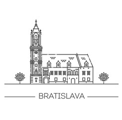 Bratislava, Slovakia. Old Town Hall of Bratislava. Vector illustration