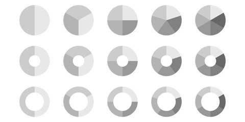 Pie chart vector icons. Circle pie chart diagram.