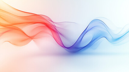 Abstract flowing wave design with vibrant red, orange, and blue gradients on a clean white background, creating a modern and airy aesthetic, Background for Powerpoint presentation, web banner design