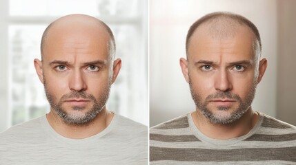 Before and after views of successful hair 