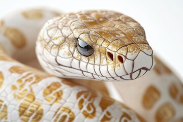 Obraz premium A clear image of a snake's face on a white background, great for zooming in or using as a detail