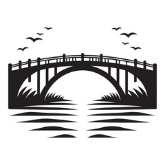 Charming Arch Bridge Silhouette Vector Illustration for Designs
