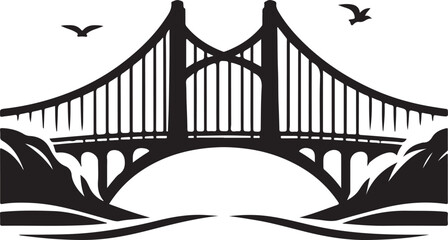 Iconic Golden Gate Bridge Silhouette Illustration Vector Graphic