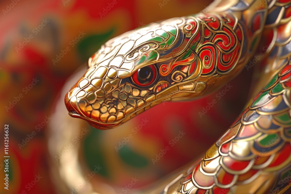 Aufkleber A detailed view of a snake's face from a statue, suitable for use in art or design projects