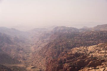 A mountain range with a valley in between