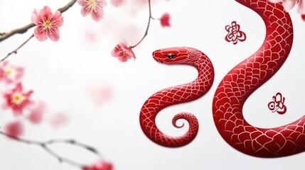 Obraz premium Close-up shot of a snake coiled around a tree branch, natural environment