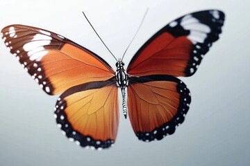 Obraz premium A large orange butterfly soaring through the air with its wings spread wide