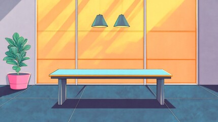 Stylish Digital Illustration: Modern Table Mockup in Sunlit Room. AI Generated