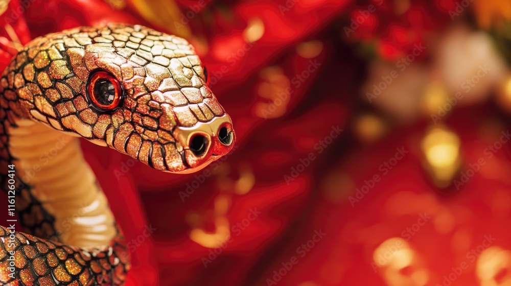 Aufkleber a detailed view of a snake's face on a statue, great for illustrating articles or adding visual inte
