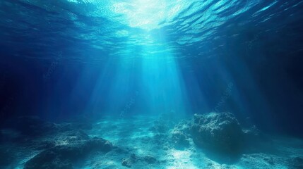 Fototapeta premium Deep Water Abyss With Blue Sun light 