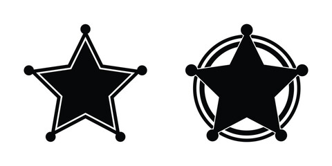 Sheriff badge icon. Sheriff star badge flat icon. Retro vintage sheriff star vector illustration.
