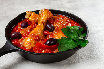 Pollo alla romana, Roman chicken, homemade, no people,