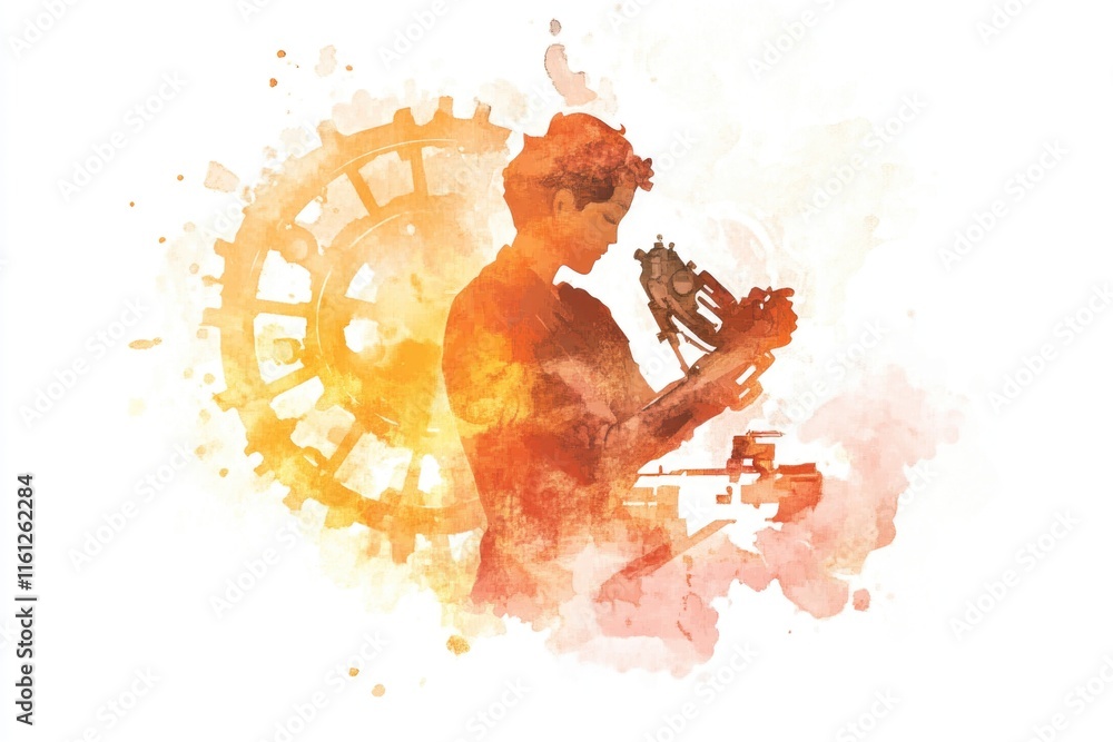 Poster a person holding a camera near a clock
