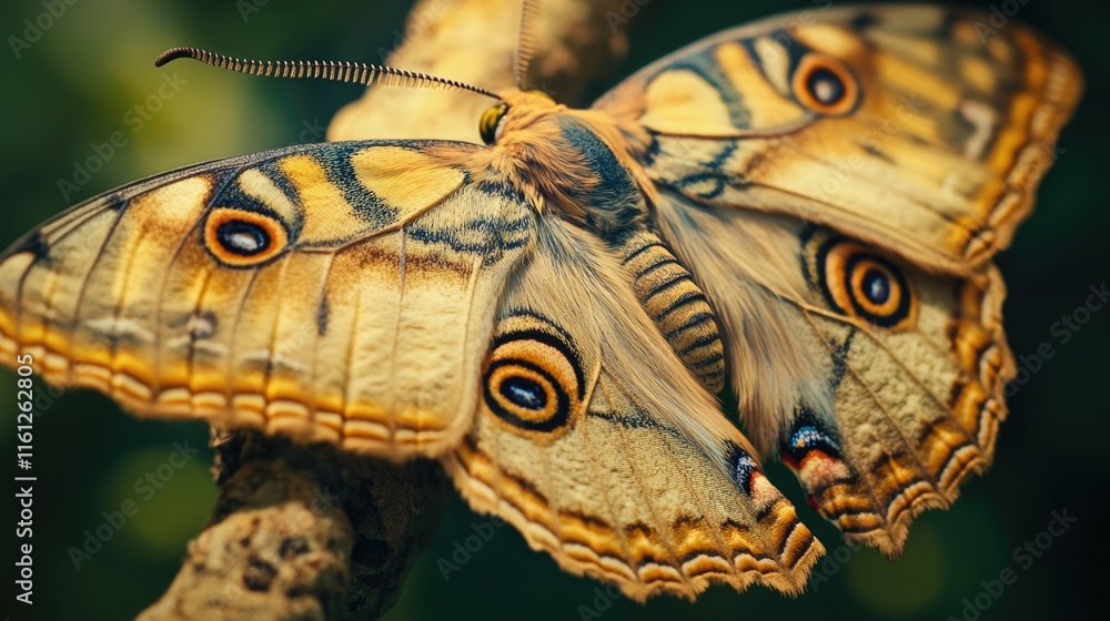 Poster a close-up shot of a butterfly perched on a branch, highlighting its delicate features