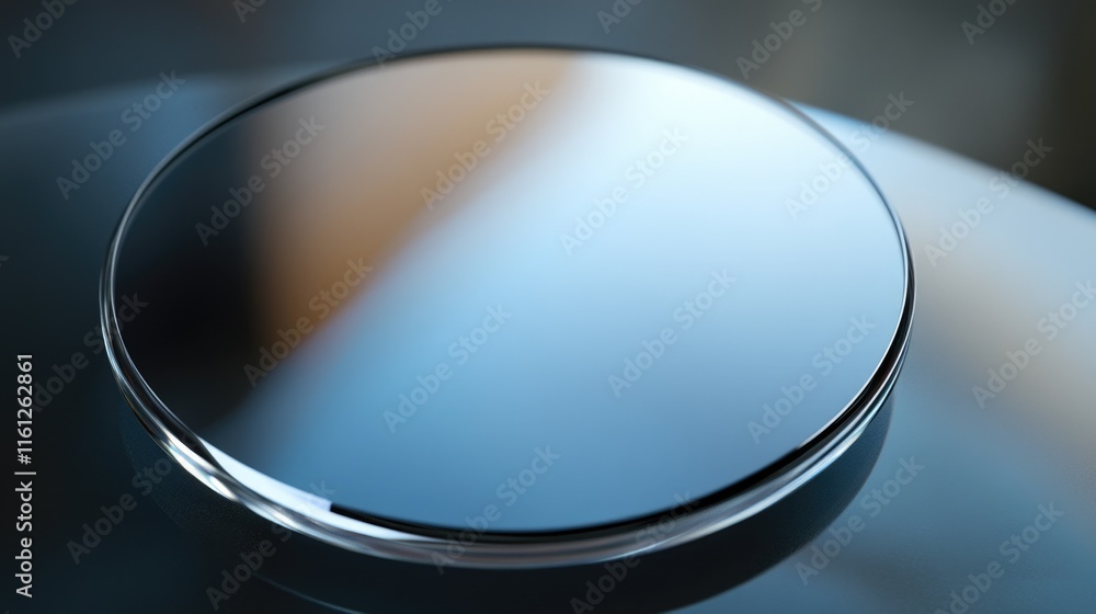 Aufkleber A simple decorative item with circular reflective surface placed on a flat surface