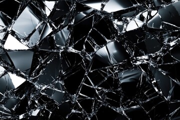 A black and white photo of a shattered mirror