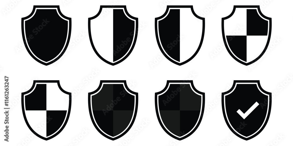 Fototapete flat vector shield icon with minimalist design for web use. protection icon vector illustration.