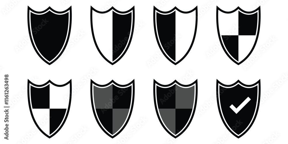 Fototapete flat vector shield icon with minimalist design for web use. protection icon vector illustration.
