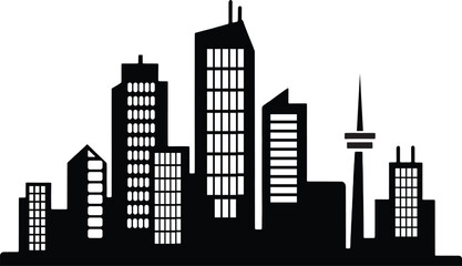 City silhouette with iconic structures