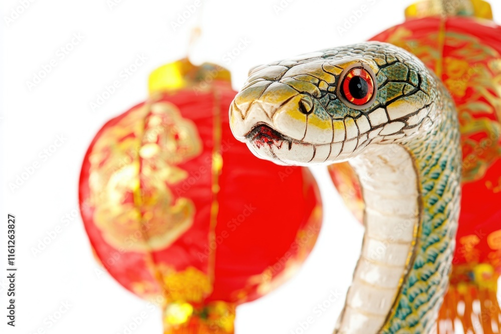 Aufkleber a detailed view of a snake-shaped sculpture, suitable for use in illustrations about mythological cr