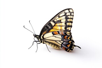 Close-up of a butterfly perched on a white surface, great for use in nature or wildlife photography