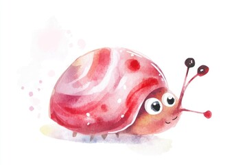 A delicate watercolor illustration of a snail on a clean white background, perfect for use in educational materials or as a decorative element