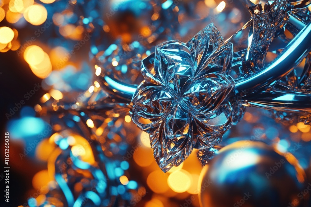 Poster a detailed view of multiple ornaments, ideal for use in gift wrapping or as a decorative accent