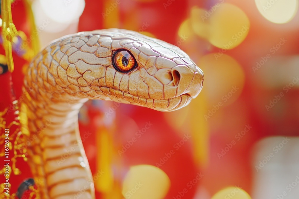 Poster close-up of a toy snake on a string, perfect for illustration or design