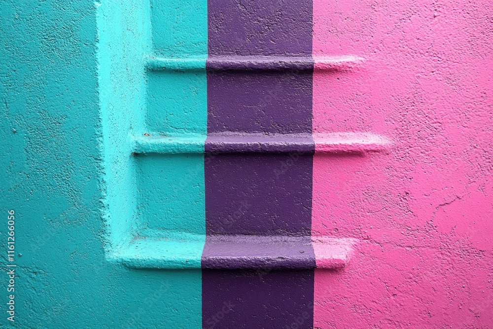 Poster a set of colorful stairs with vibrant hues on each step