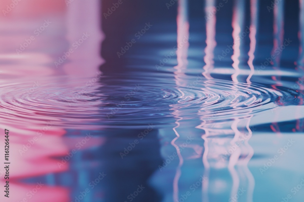 Poster a close-up view of water surface with ripples, suitable for use in designs related to calmness, sere