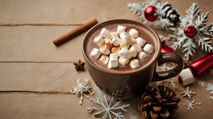 Fototapeta premium cup of hot chocolate with marshmallows