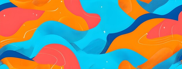 Naklejka premium vibrant patchwork of abstract shapes with pencil texture details